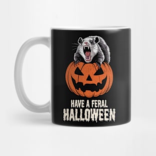 Have a Feral Halloween Design: Feral Animal on Jack-o'-Lantern - Spooky Halloween Art Mug